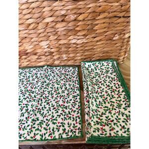 Holly Berry Drink Cloth Coasters: Set of 12